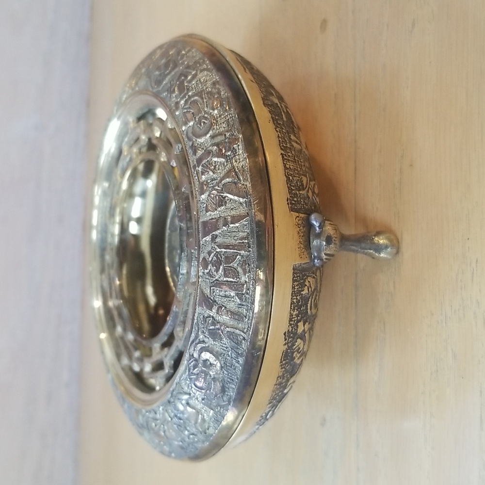 Antique Wedding Set Brass Ashtray & Cigarette Holder - Picture 8 of 16